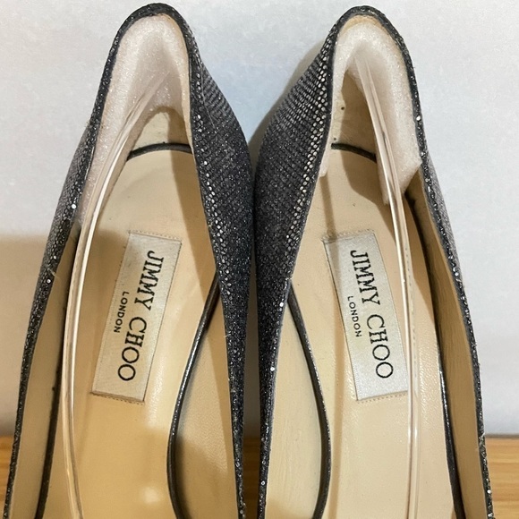 Jimmy Choo Dhalia stilleto pumps 120mm 3/4” platform Silver grey glitter EU38.5 - Picture 9 of 10
